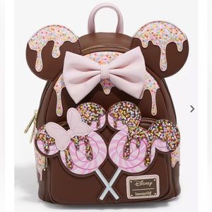 NWT Loungefly Disney Minnie Mouse Chocolate Lollipop Ears Mini Backpack